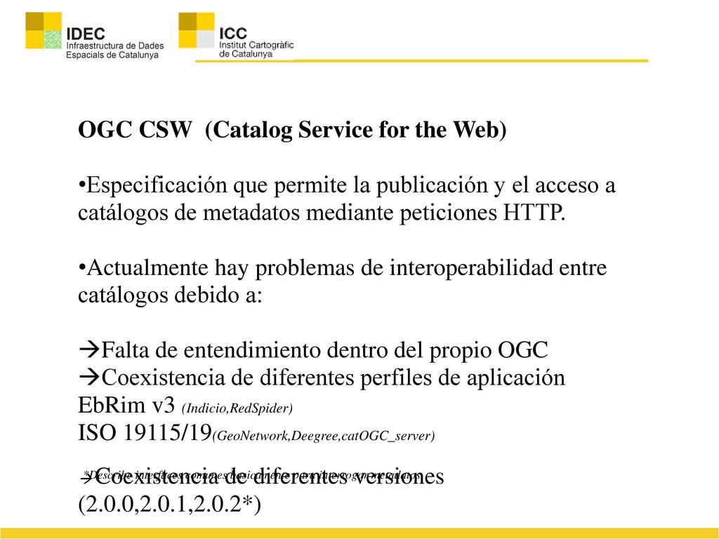 OGC CSW (Catalog Service for the Web)