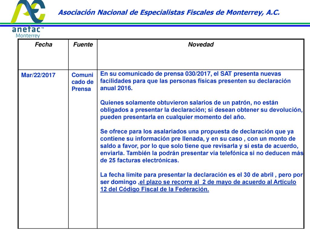 Asociación Nacional de Especialistas Fiscales de Monterrey, A.C.