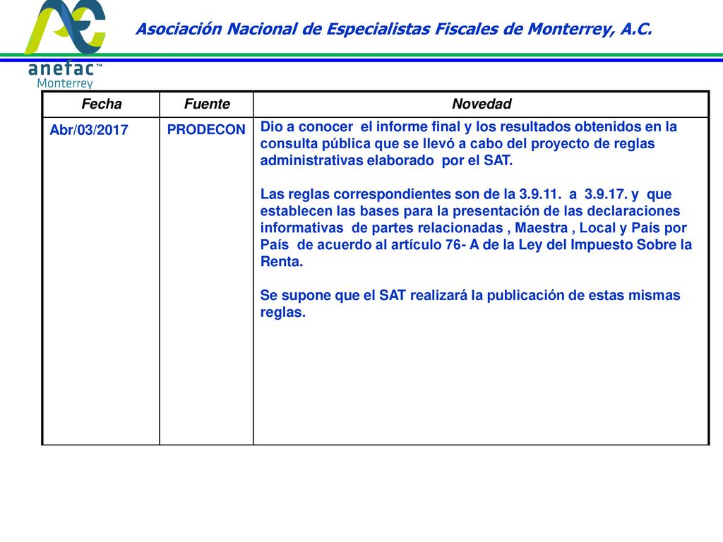 Asociación Nacional de Especialistas Fiscales de Monterrey, A.C.