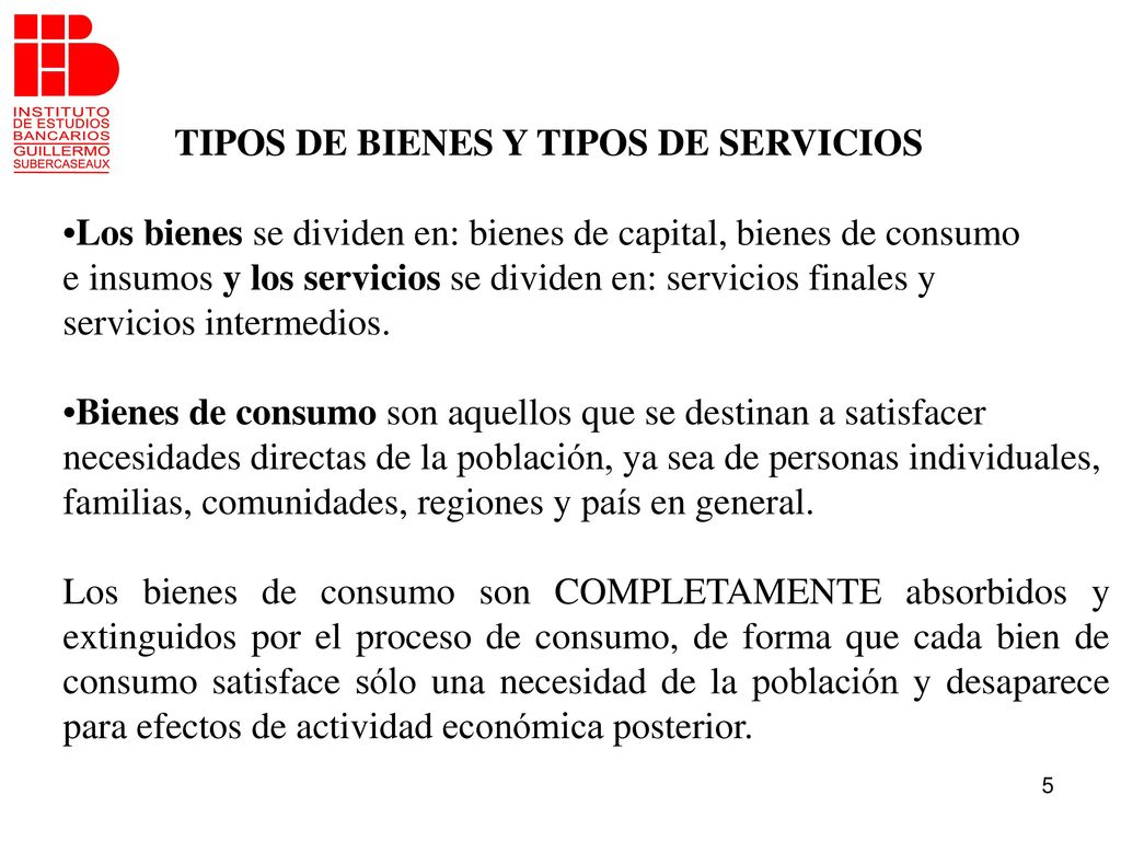TIPOS DE BIENES Y TIPOS DE SERVICIOS