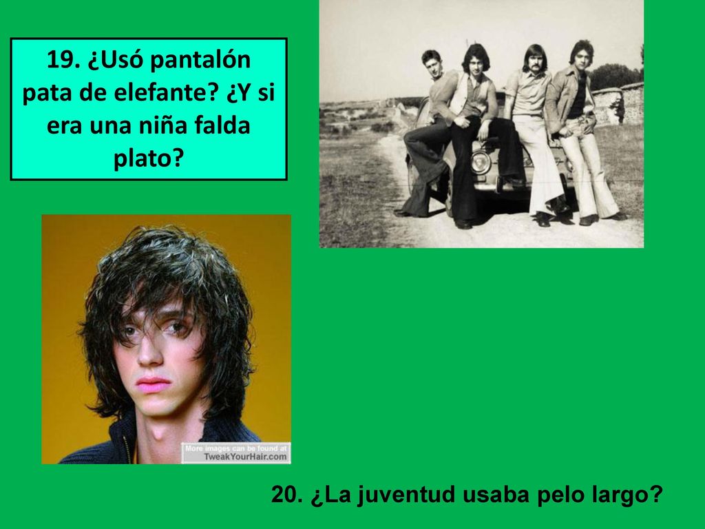 19. ¿Usó pantalón pata de elefante ¿Y si era una niña falda plato