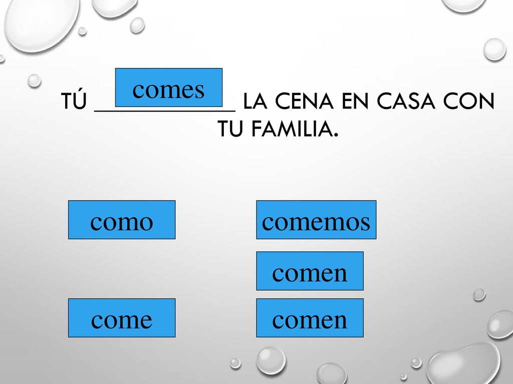 Tú ___________ la cena en casa con tu familia.