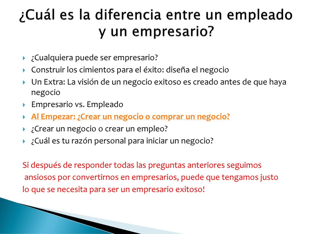 ¿Cuál es la diferencia entre un empleado y un empresario