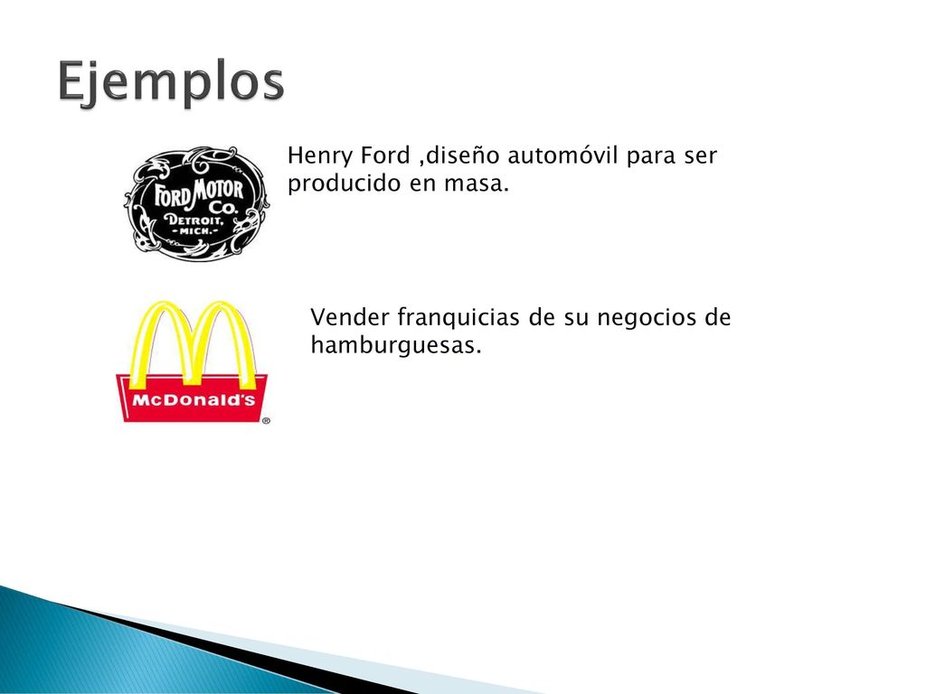 Ejemplos Henry Ford ,diseño automóvil para ser producido en masa.