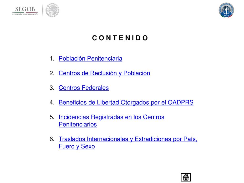 C O N T E N I D O Población Penitenciaria