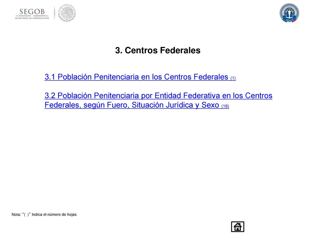 3. Centros Federales 3.1 Población Penitenciaria en los Centros Federales (1)