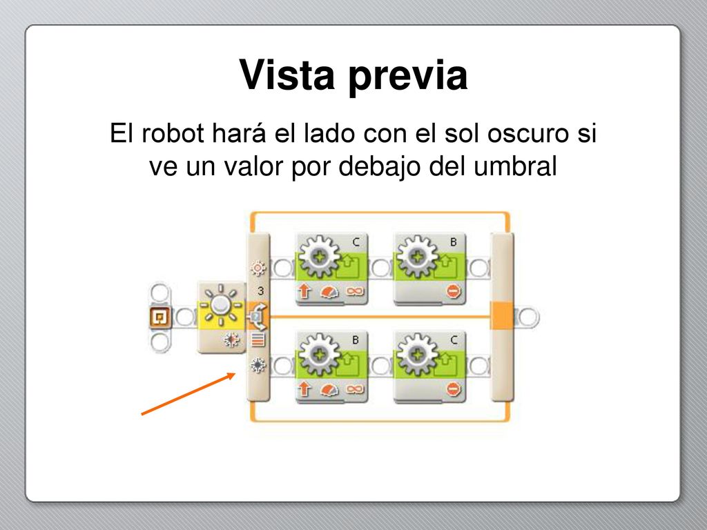 Vista previa El robot hará el lado con el sol oscuro si ve un valor por debajo del umbral