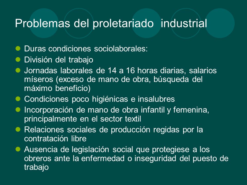 Problemas del proletariado industrial
