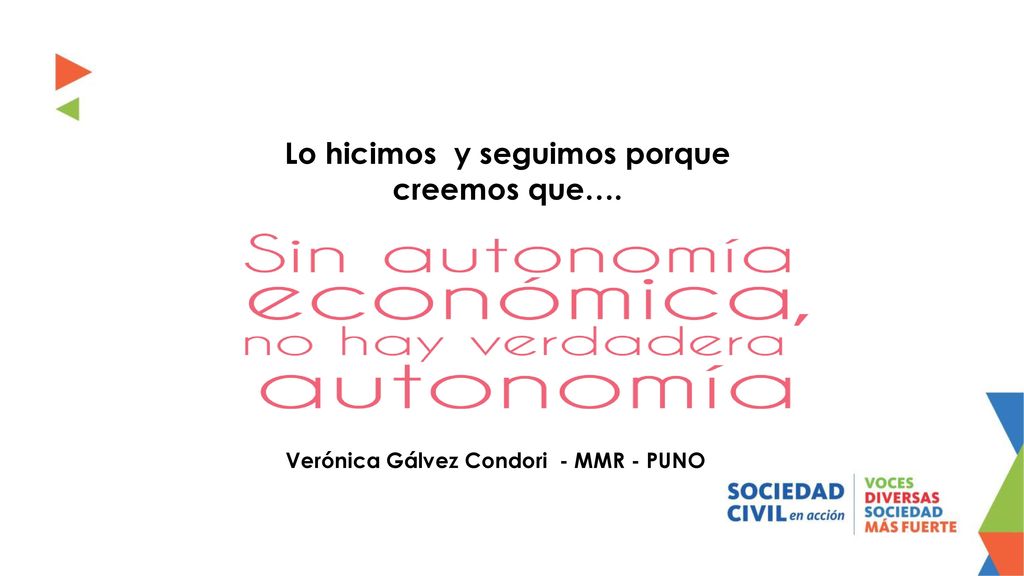 Lo hicimos y seguimos porque Verónica Gálvez Condori - MMR - PUNO