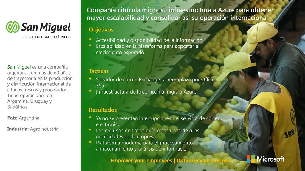 Compañía citrícola migra su infraestructura a Azure para obtener mayor escalabilidad y consolidar así su operación internacional