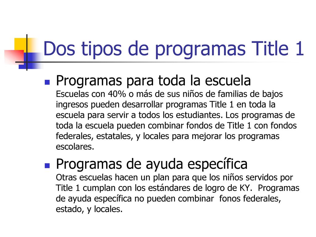 Dos tipos de programas Title 1