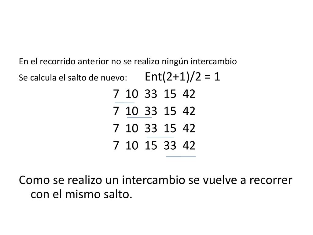 En el recorrido anterior no se realizo ningún intercambio