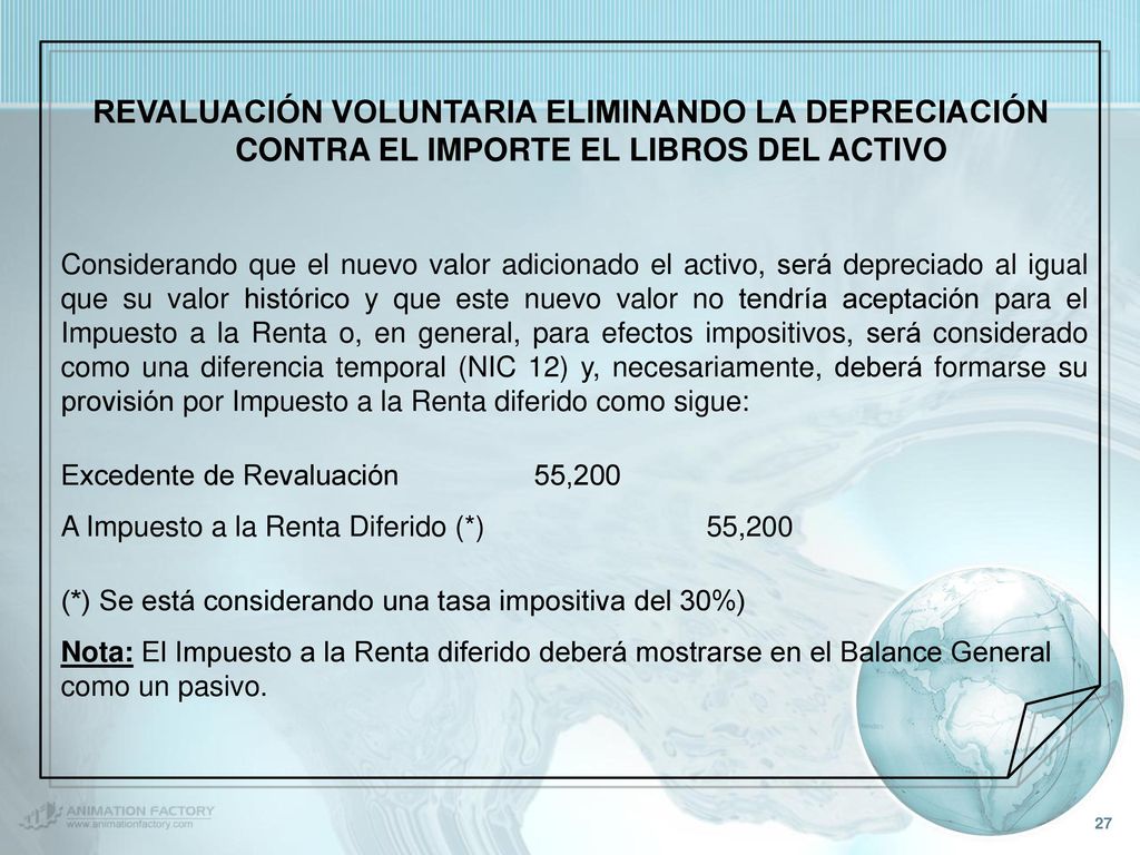 REVALUACIÓN VOLUNTARIA ELIMINANDO LA DEPRECIACIÓN CONTRA EL IMPORTE EL LIBROS DEL ACTIVO