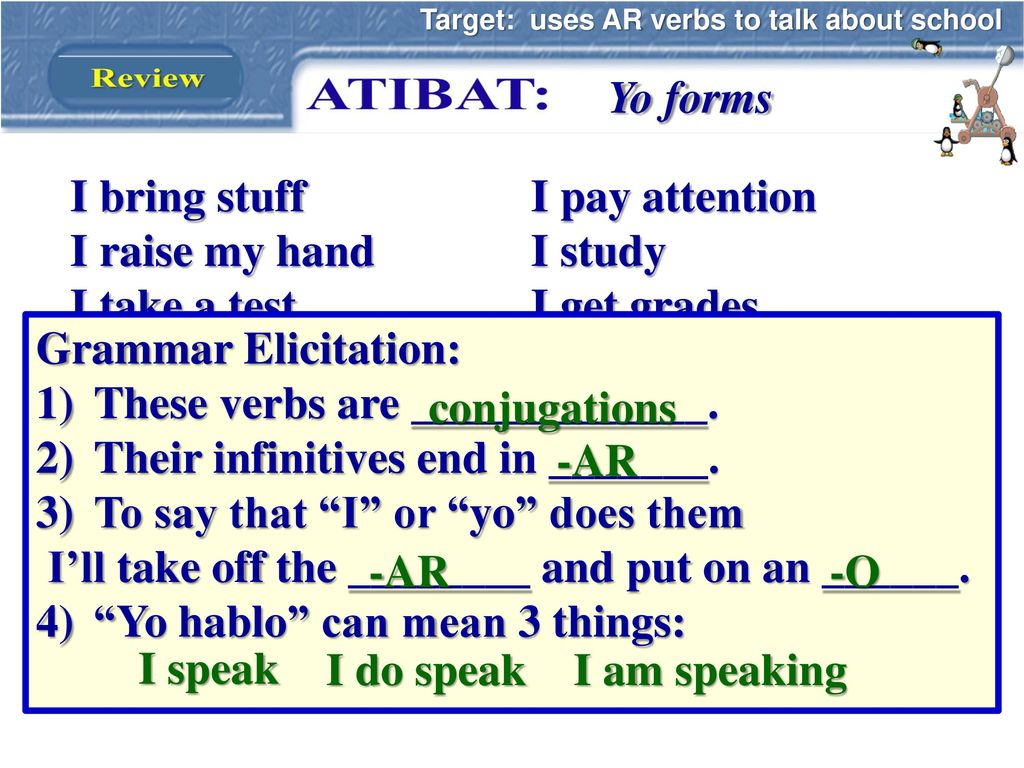 I bring stuff I pay attention I raise my hand I study
