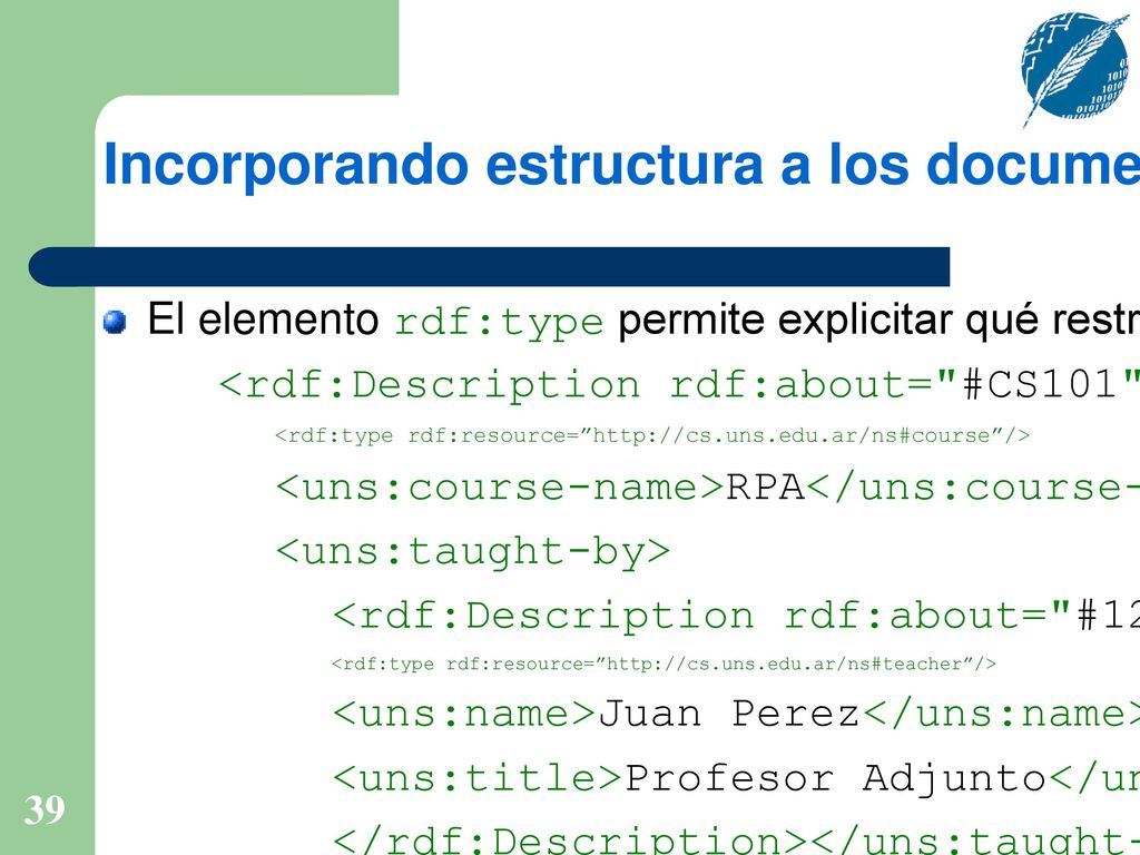Incorporando estructura a los documentos RDF