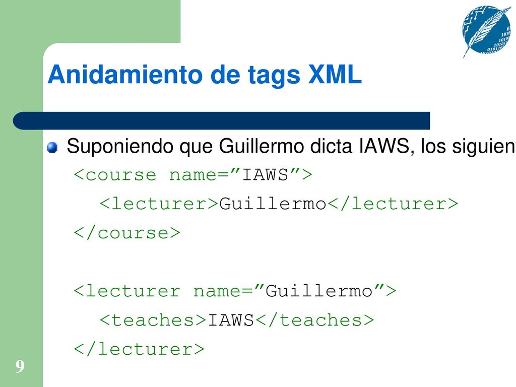 Anidamiento de tags XML