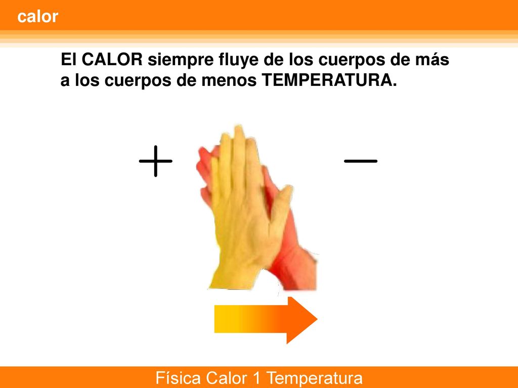 calor El CALOR siempre fluye de los cuerpos de más a los cuerpos de menos TEMPERATURA.