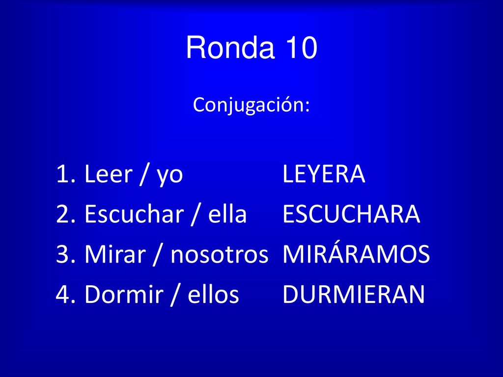 Ronda 10 Leer / yo LEYERA Escuchar / ella ESCUCHARA