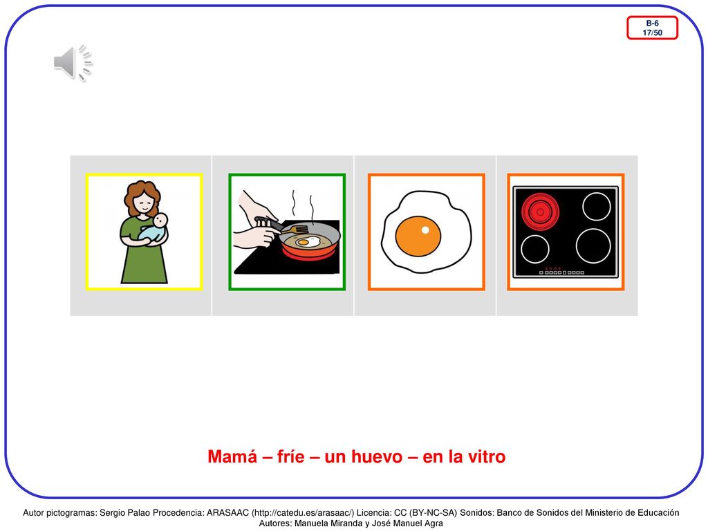 Mamá – fríe – un huevo – en la vitro