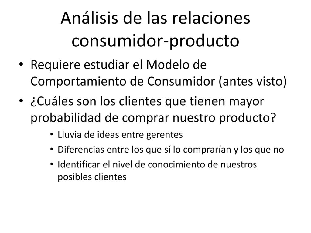 Análisis de las relaciones consumidor-producto