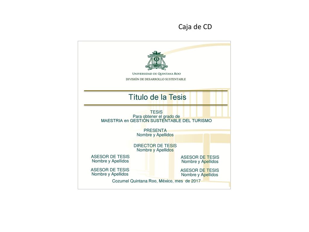 Caja de CD Título de la Tesis TESIS Para obtener el grado de