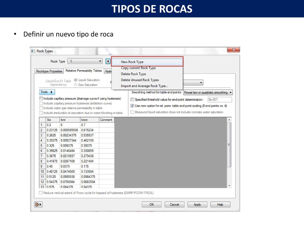TIPOS DE ROCAS Definir un nuevo tipo de roca