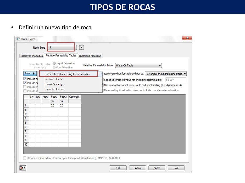 TIPOS DE ROCAS Definir un nuevo tipo de roca