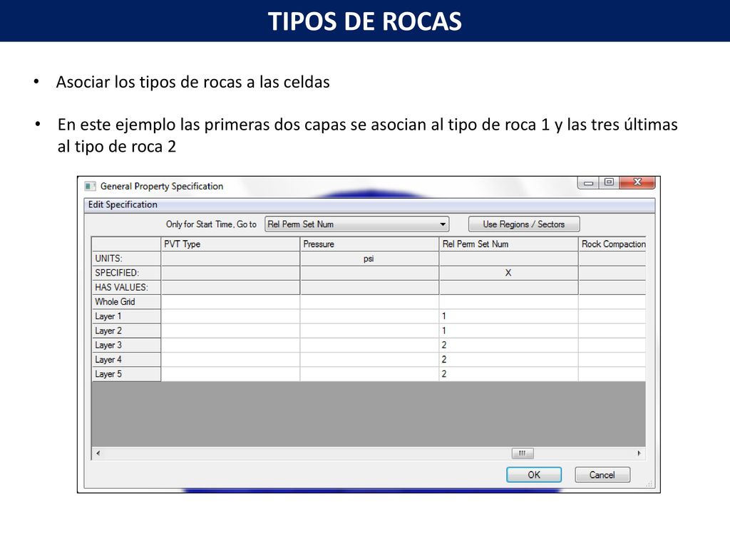 TIPOS DE ROCAS Asociar los tipos de rocas a las celdas