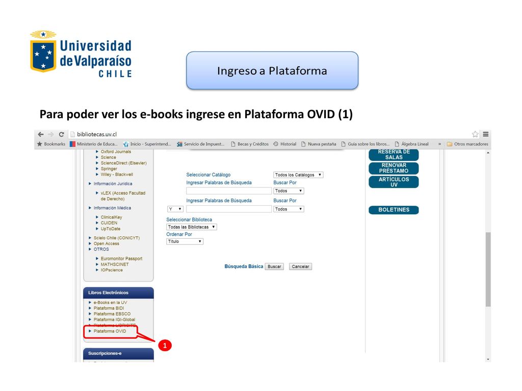 Para poder ver los e-books ingrese en Plataforma OVID (1)