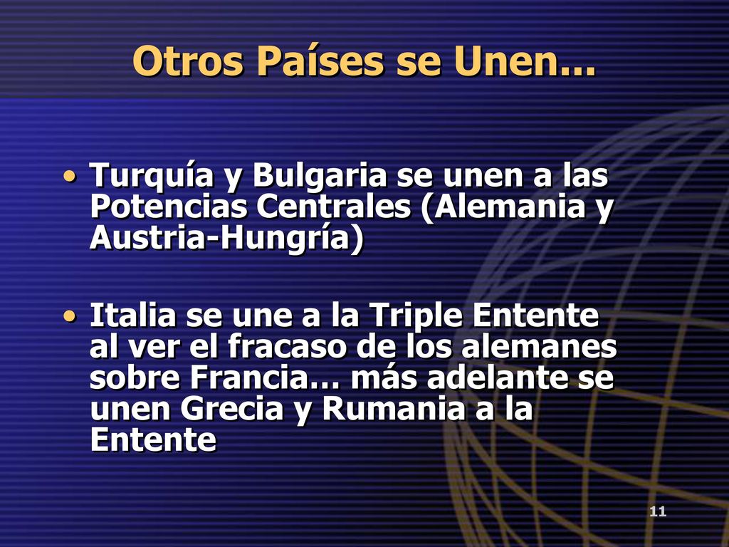 Otros Países se Unen... Turquía y Bulgaria se unen a las Potencias Centrales (Alemania y Austria-Hungría)