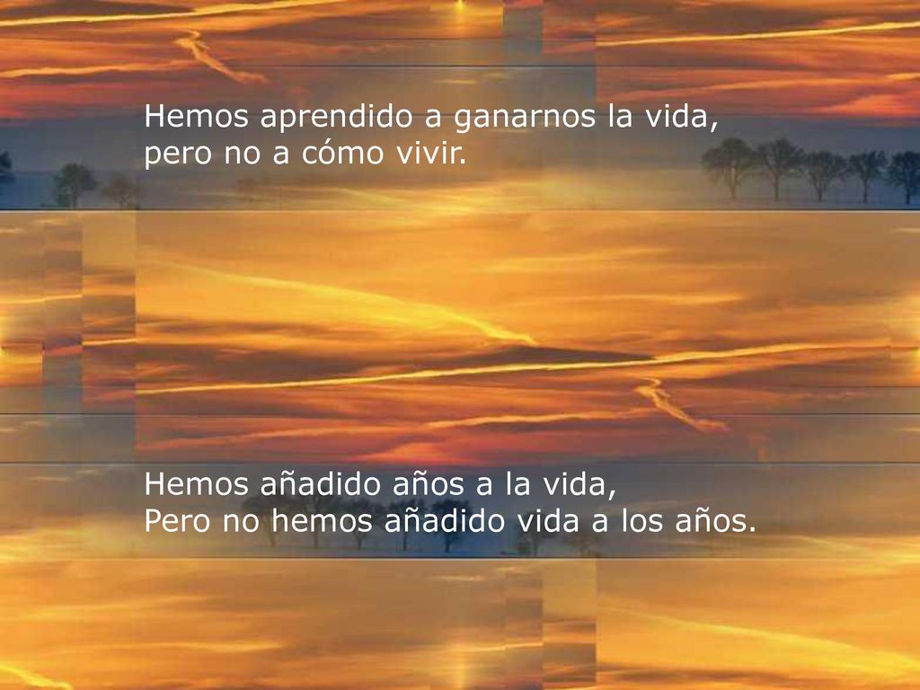 Hemos aprendido a ganarnos la vida, pero no a cómo vivir.