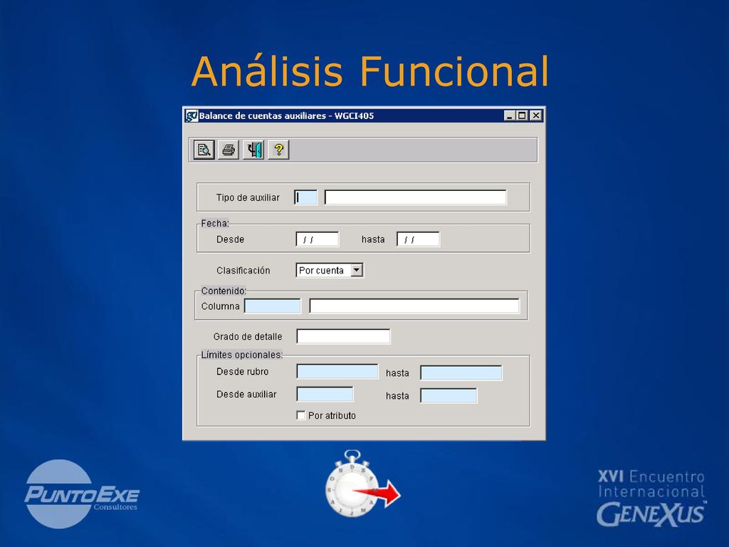 Análisis Funcional Esta es una pantalla de solicitud de datos para invocar a un reporte.