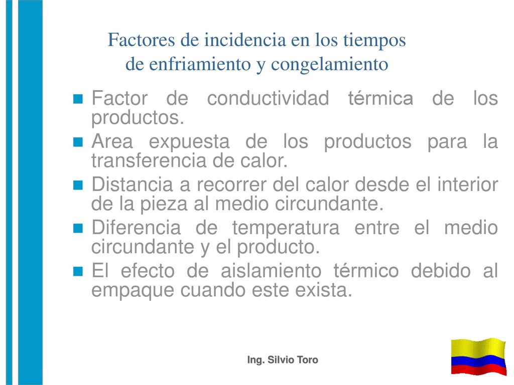 Factores de incidencia en los tiempos de enfriamiento y congelamiento