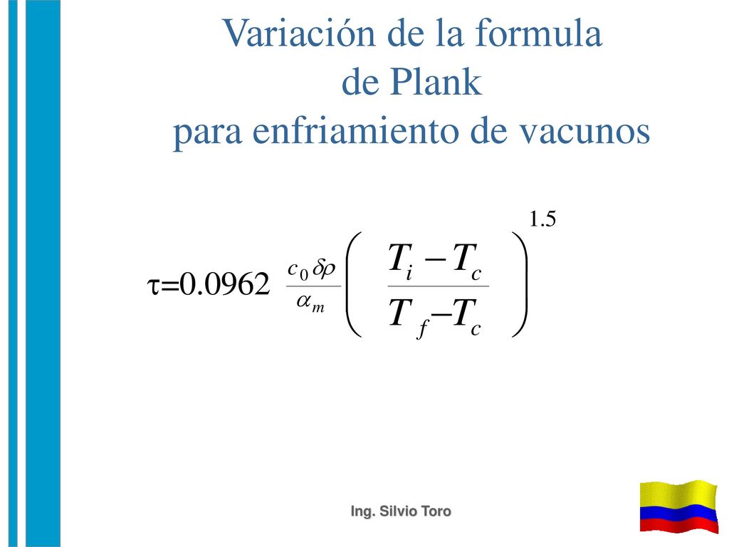Variación de la formula de Plank para enfriamiento de vacunos
