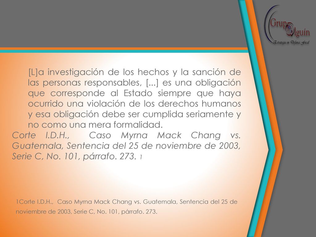 [L]a investigación de los hechos y la sanción de las personas responsables, [...] es una obligación que corresponde al Estado siempre que haya ocurrido una violación de los derechos humanos y esa obligación debe ser cumplida seriamente y no como una mera formalidad.