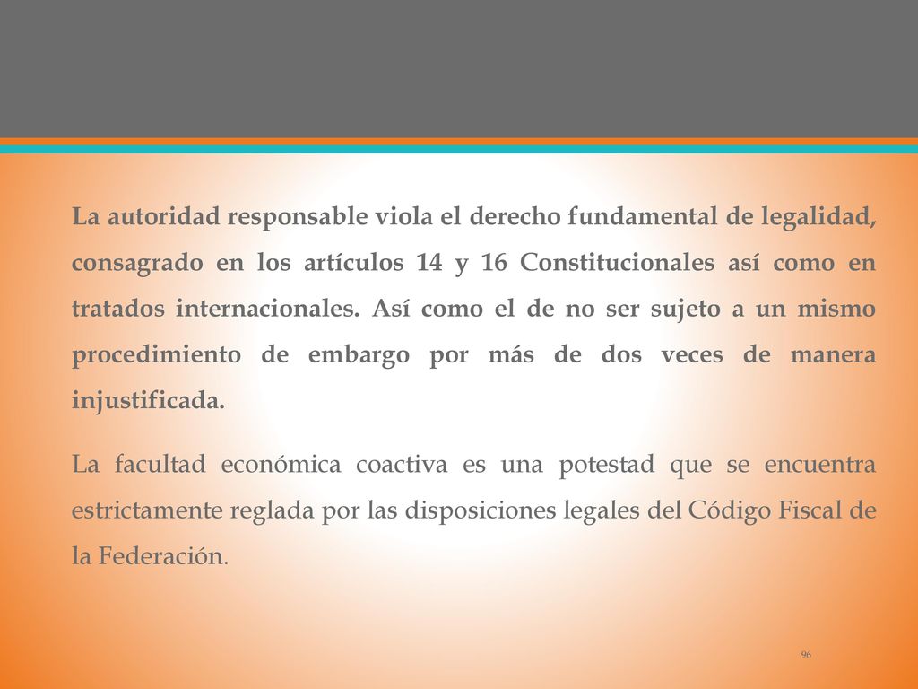 La autoridad responsable viola el derecho fundamental de legalidad, consagrado en los artículos 14 y 16 Constitucionales así como en tratados internacionales.