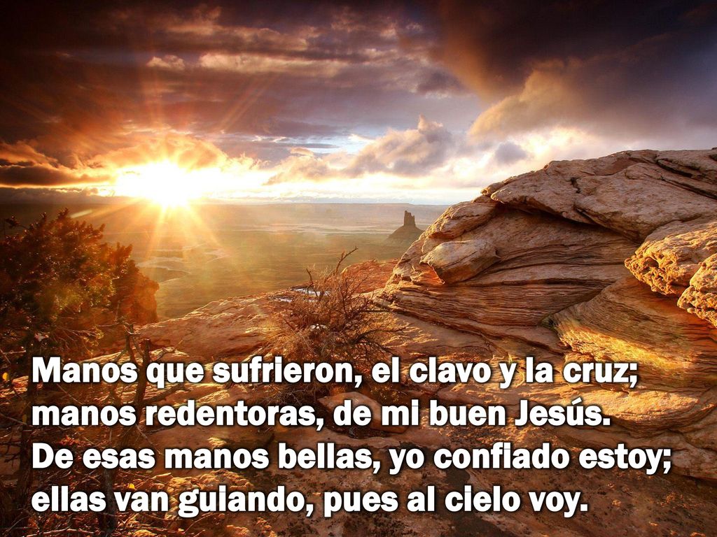 Manos que sufrieron, el clavo y la cruz; manos redentoras, de mi buen Jesús.