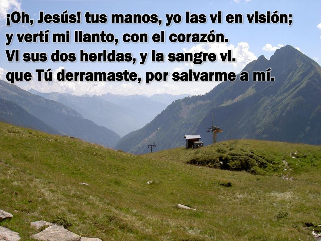 ¡Oh, Jesús. tus manos, yo las vi en visión; y vertí mi llanto, con el corazón.