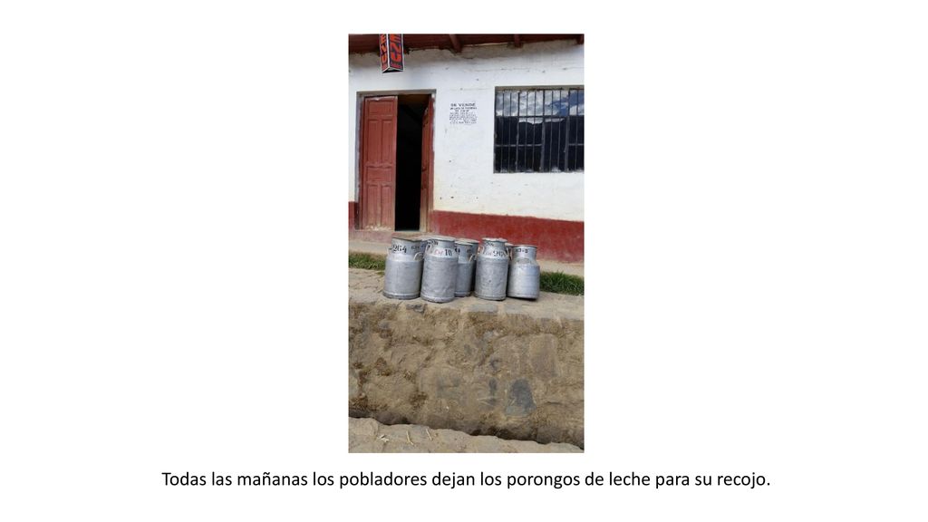 Todas las mañanas los pobladores dejan los porongos de leche para su recojo.