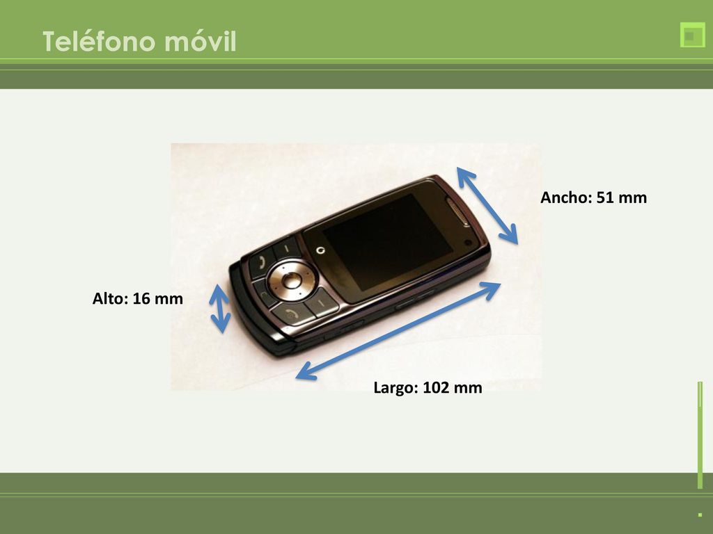 Teléfono móvil Ancho: 51 mm Alto: 16 mm Largo: 102 mm