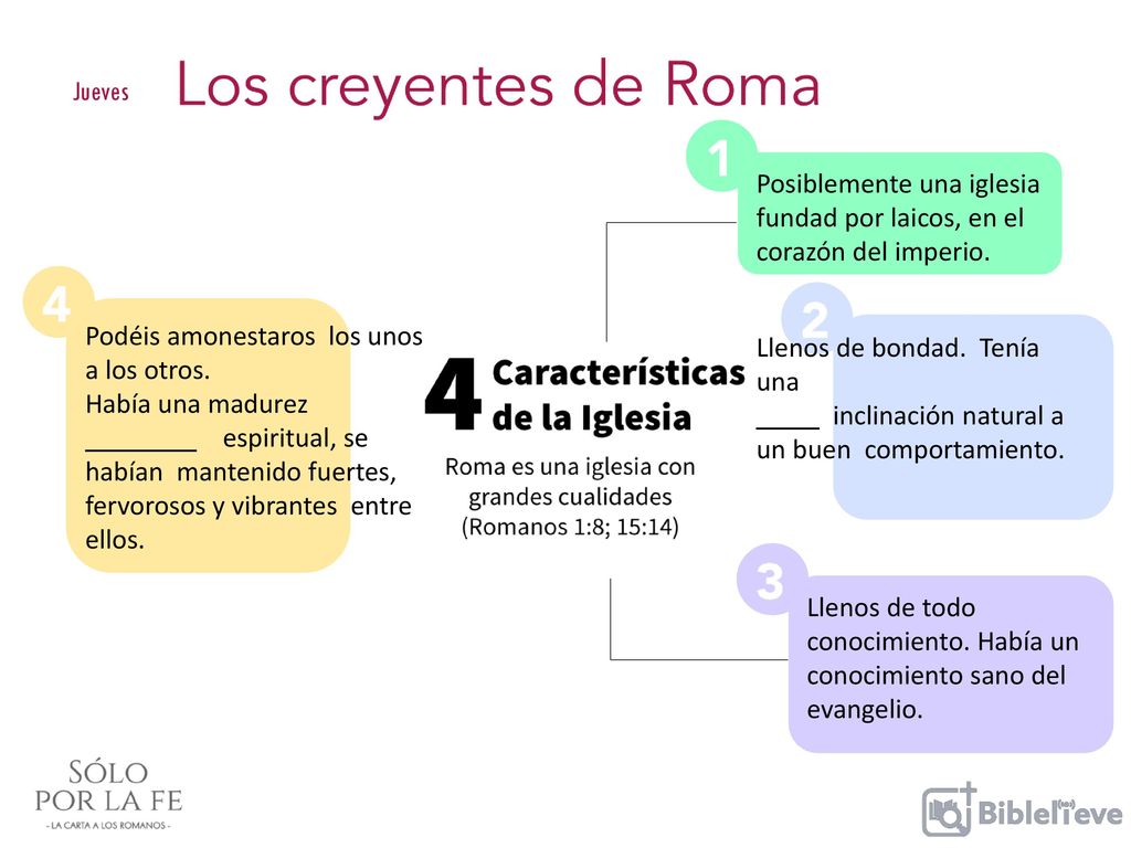 Jueves Posiblemente una iglesia fundad por laicos, en el corazón del imperio. Llenos de bondad. Tenía una.