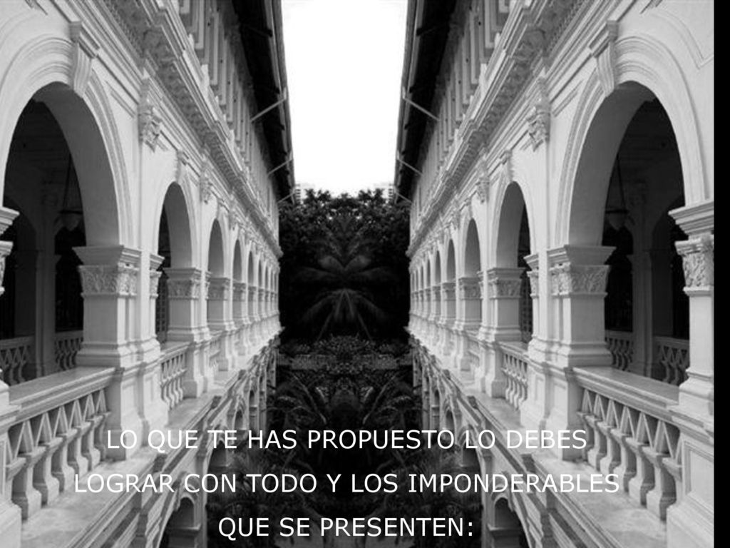 LO QUE TE HAS PROPUESTO LO DEBES LOGRAR CON TODO Y LOS IMPONDERABLES