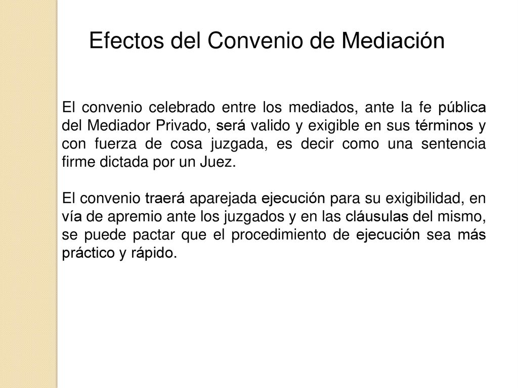 Efectos del Convenio de Mediación