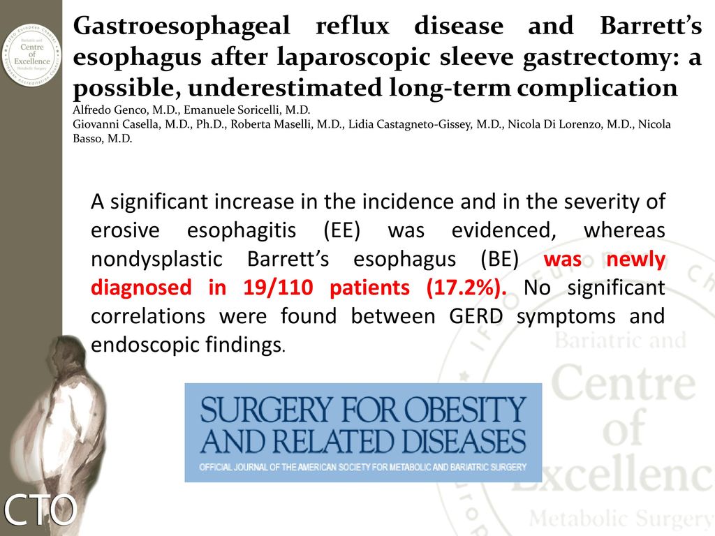 Gastroesophageal reflux disease and Barrett’s esophagus after laparoscopic sleeve gastrectomy: a possible, underestimated long-term complication