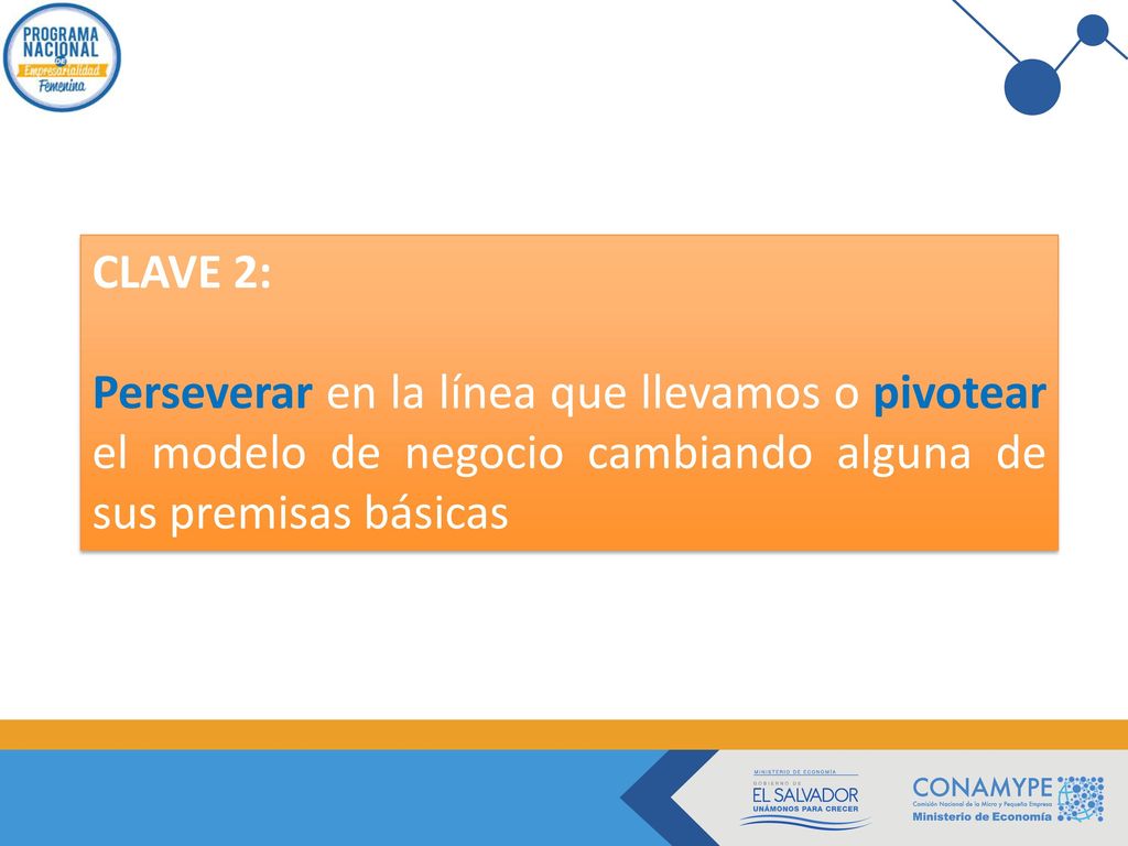 CLAVE 2: Perseverar en la línea que llevamos o pivotear el modelo de negocio cambiando alguna de sus premisas básicas.