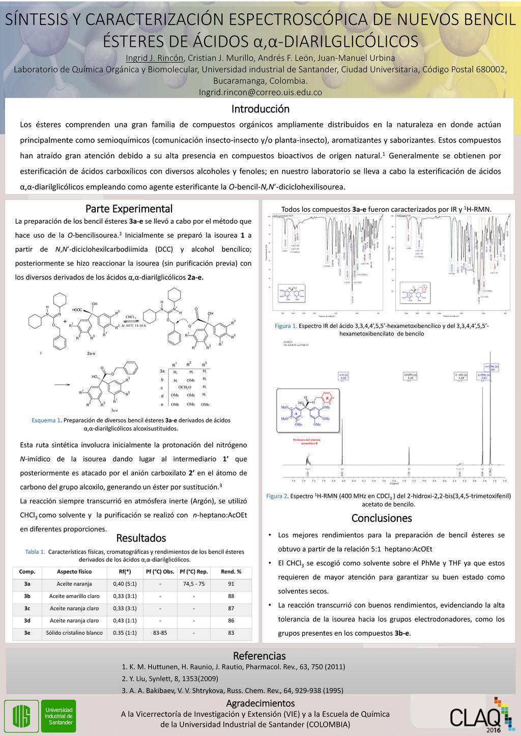 SÍNTESIS Y CARACTERIZACIÓN ESPECTROSCÓPICA DE NUEVOS BENCIL ÉSTERES DE ÁCIDOS α,α-DIARILGLICÓLICOS