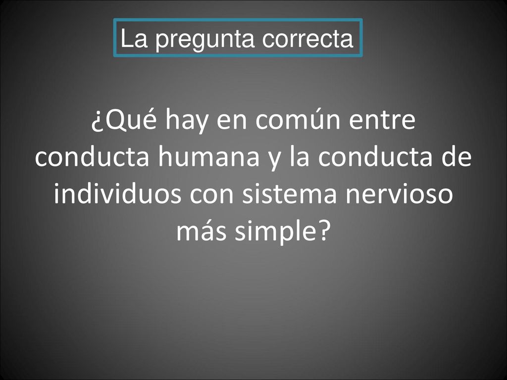 La pregunta correcta ¿Qué hay en común entre conducta humana y la conducta de individuos con sistema nervioso más simple