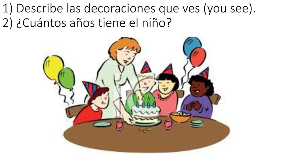 1) Describe las decoraciones que ves (you see)