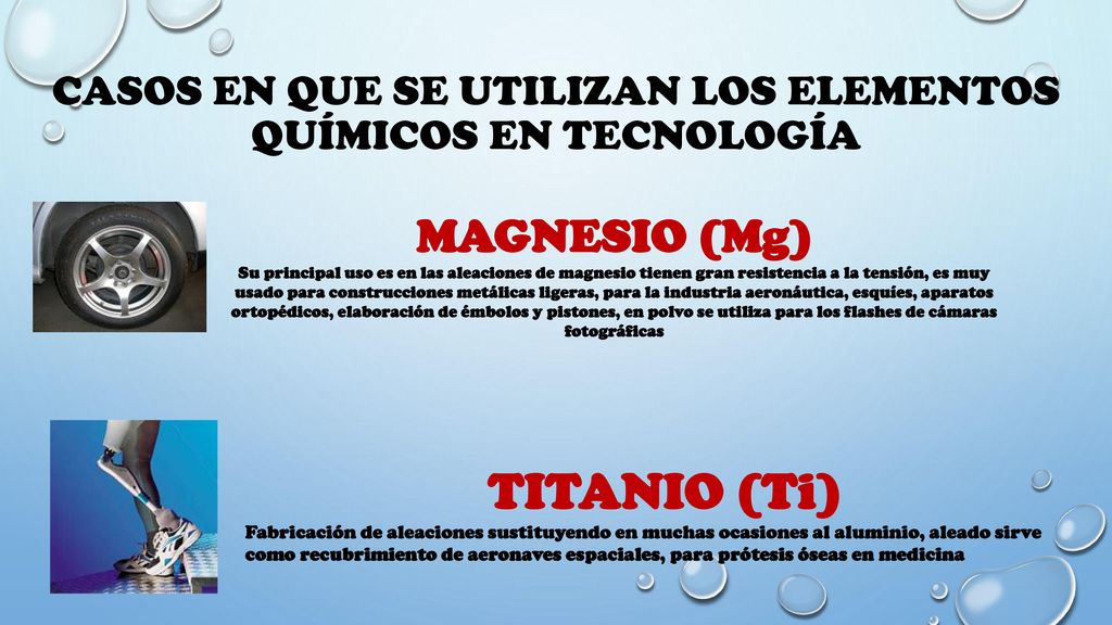 Casos en que se utilizan los elementos químicos en tecnología
