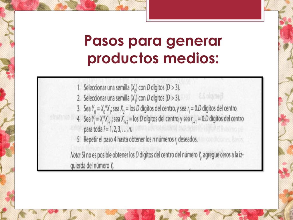 Pasos para generar productos medios: